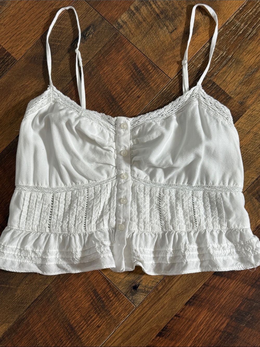 American Eagle Tank Top Bundle Size Small Gray Babydoll & White Lace Cami - Picture 7 of 8